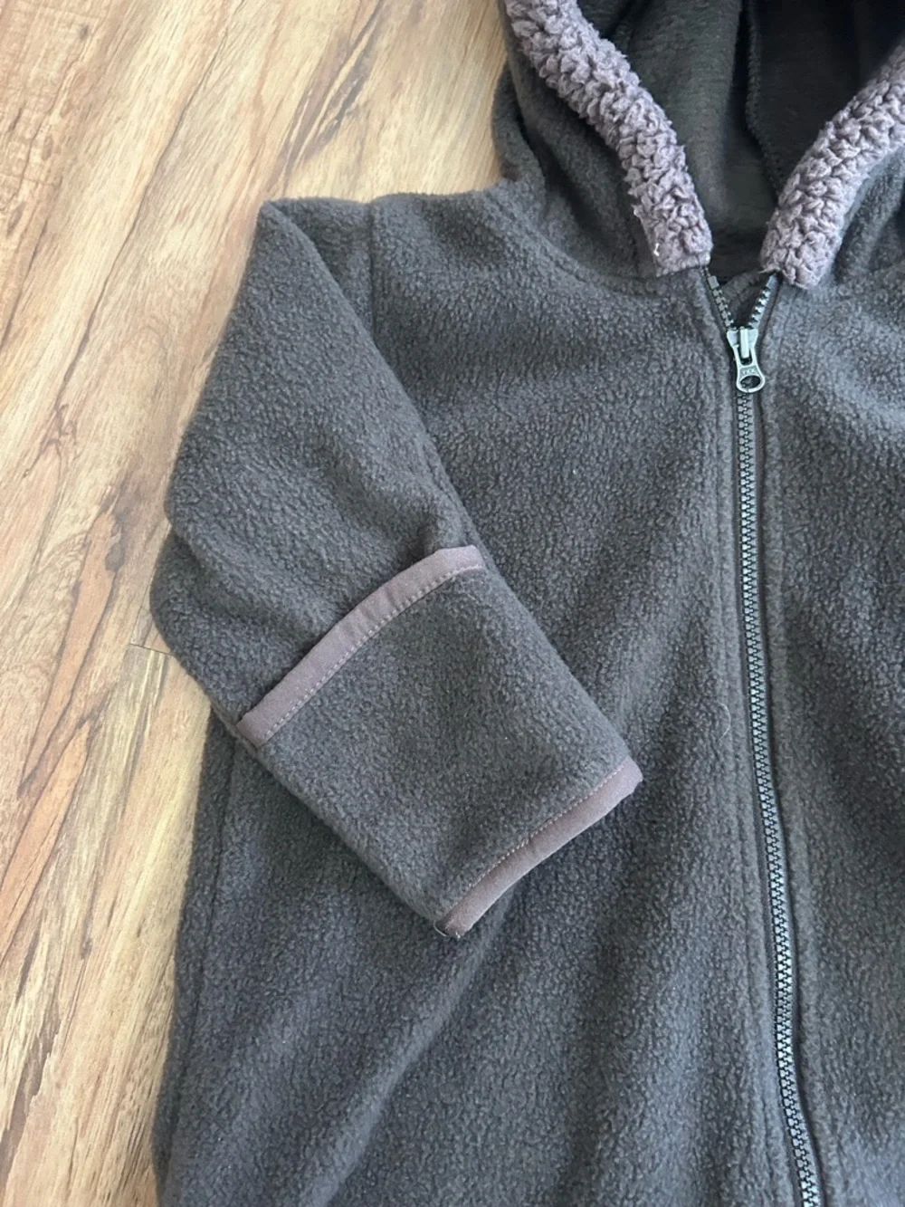 Columbia Tiny Bear ll Brown Fleece One Piece Snow Suit Baby Size 6-12 Mon
